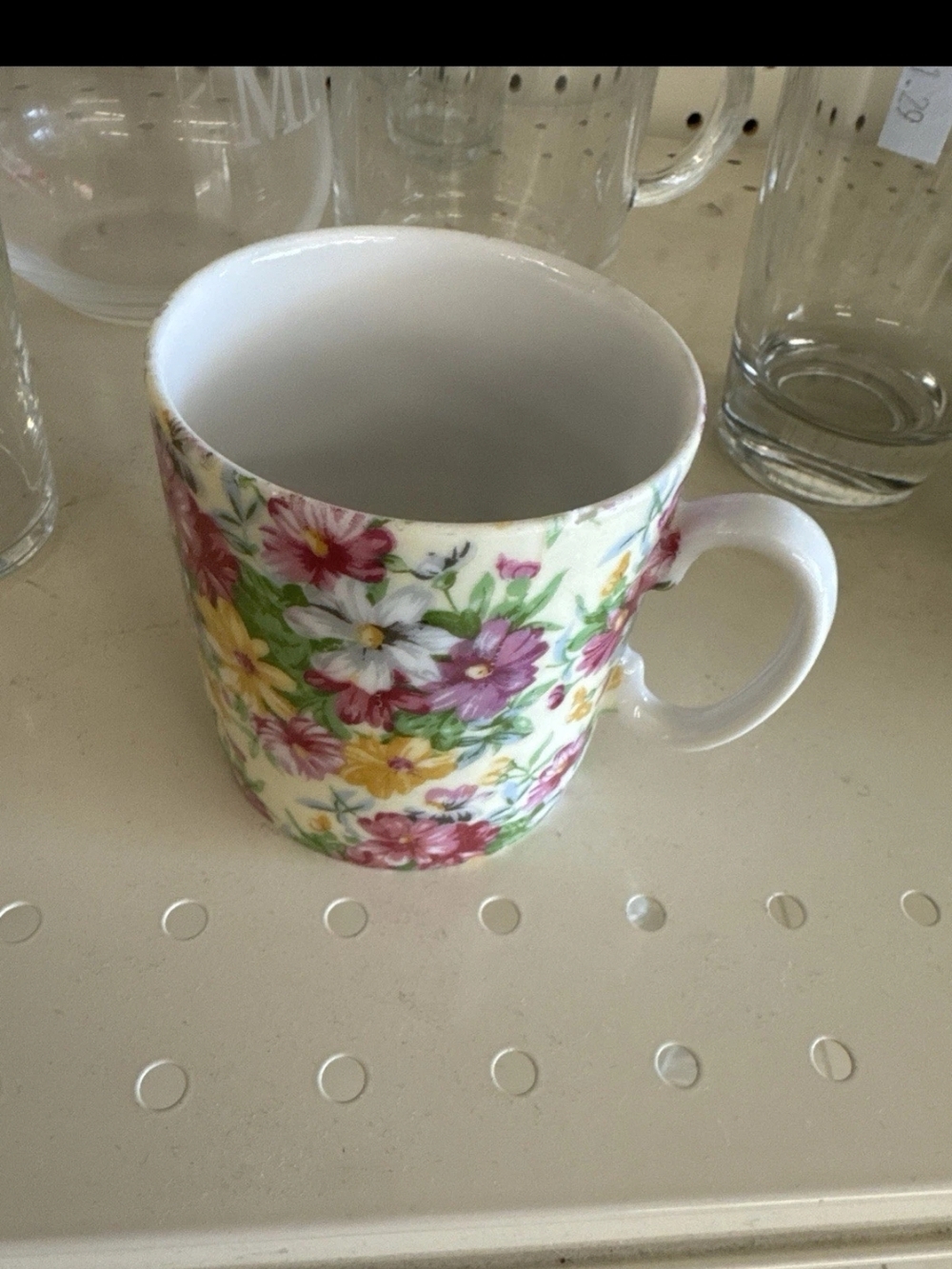 Floral Porcelain Tea Mug - Pink Rose Pattern